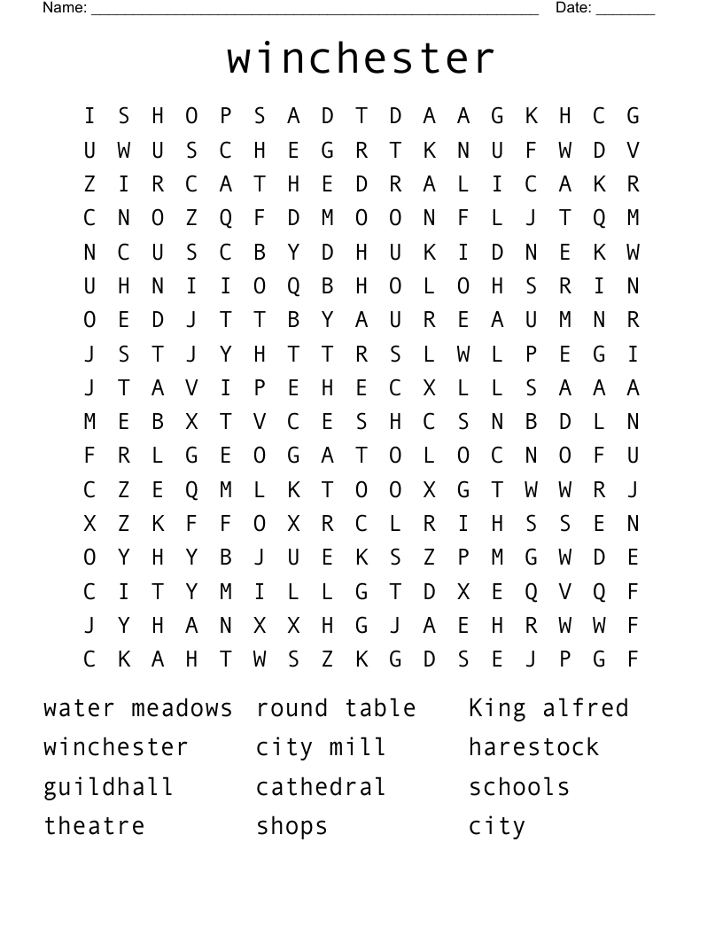 winchester Word Search