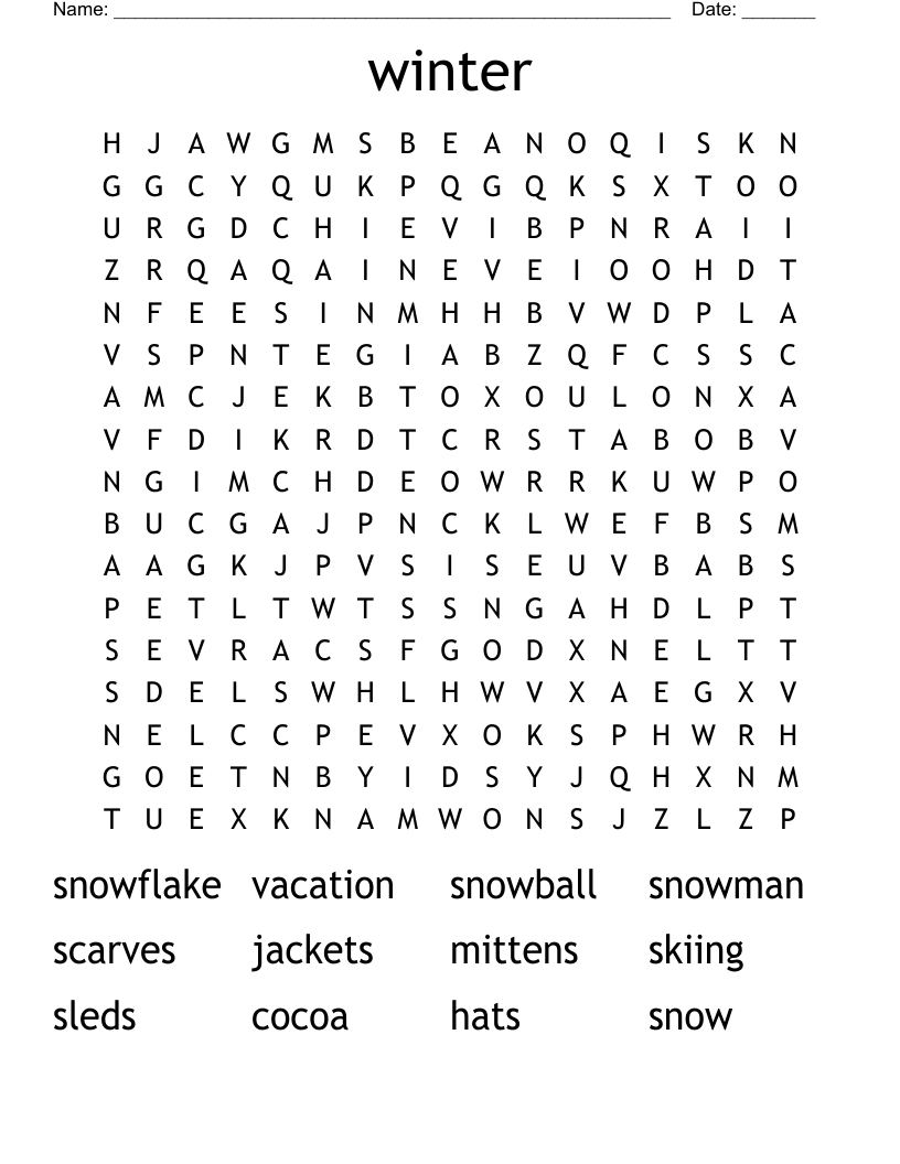 winter Word Search