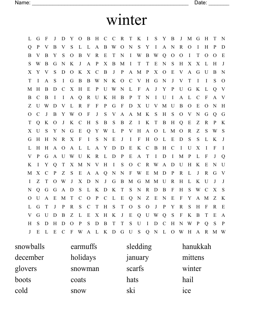 winter Word Search