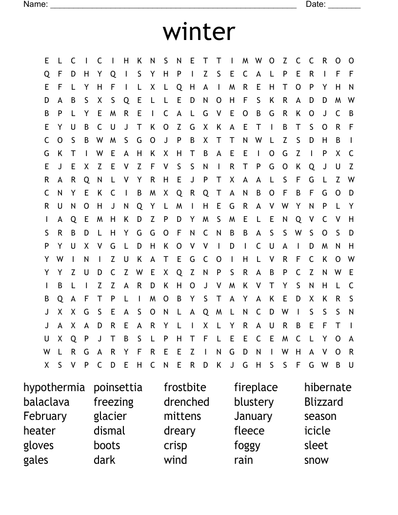 winter Word Search