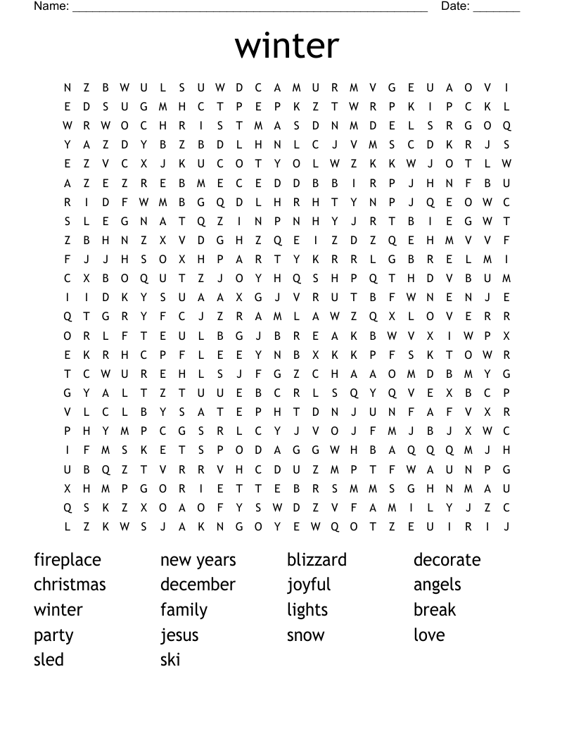 winter Word Search