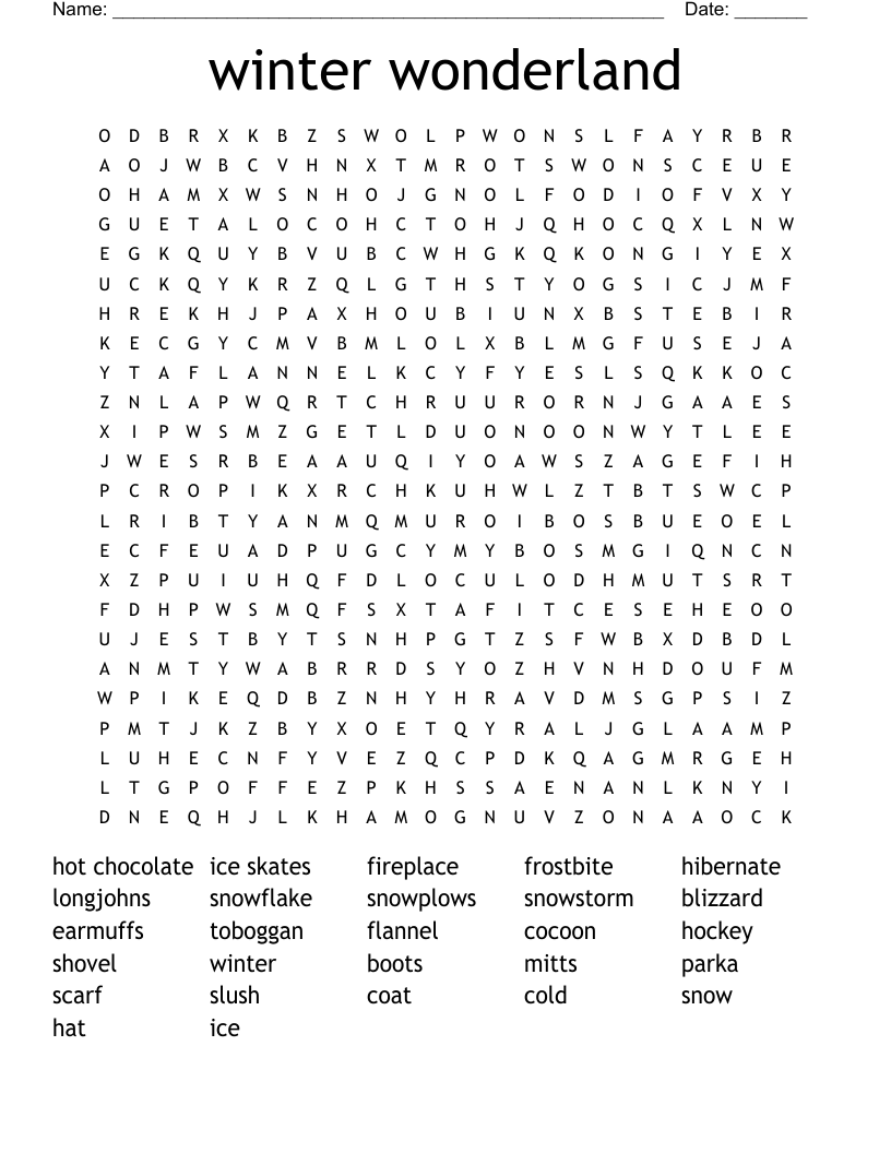 winter wonderland Word Search
