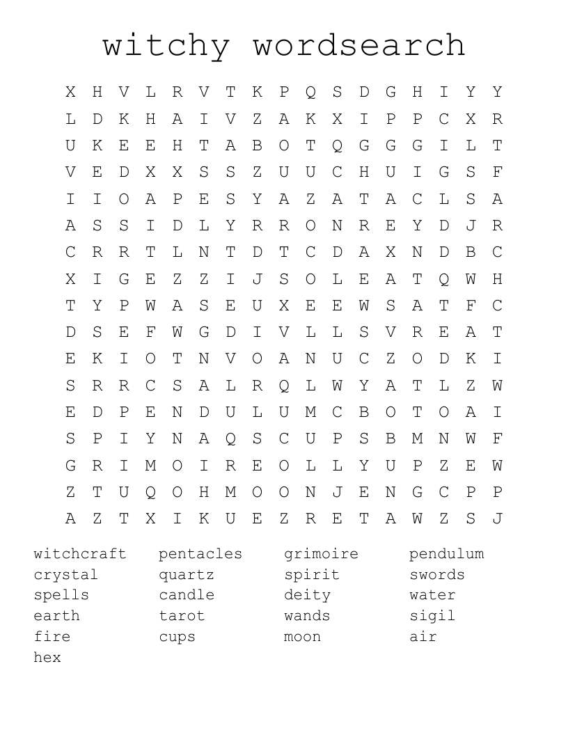witchy wordsearch