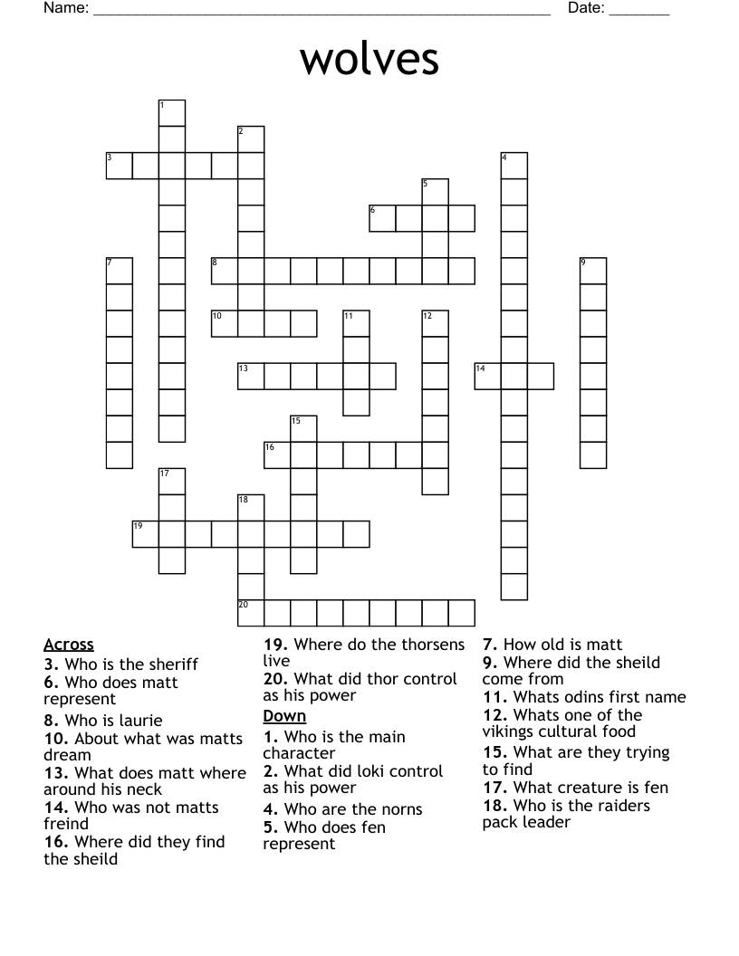 wolves Crossword