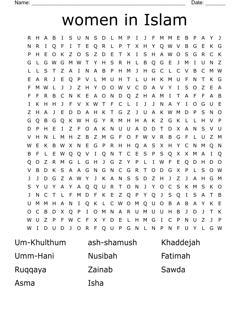 women in Islam Word Search