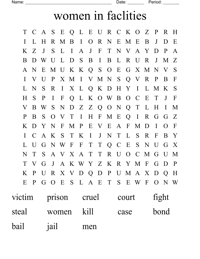 women in faclities  Word Search