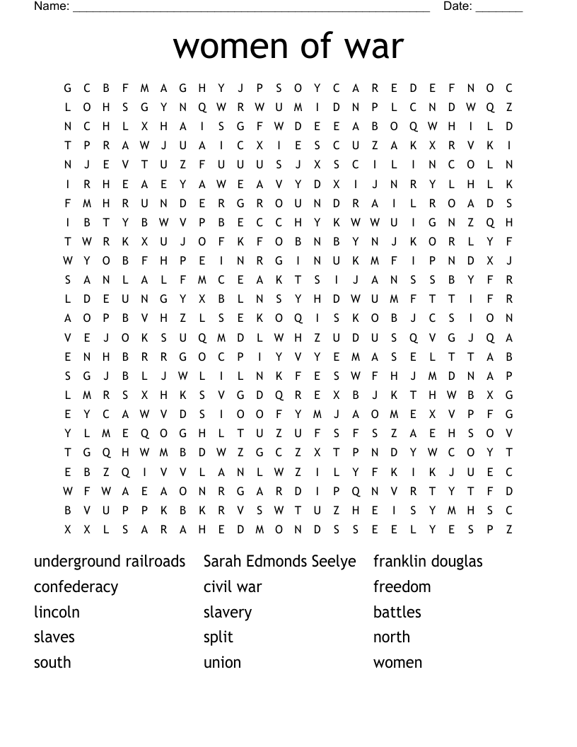 women of war  Word Search
