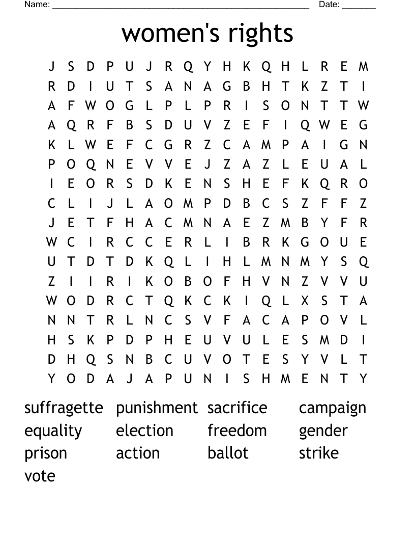 women's rights Word Search