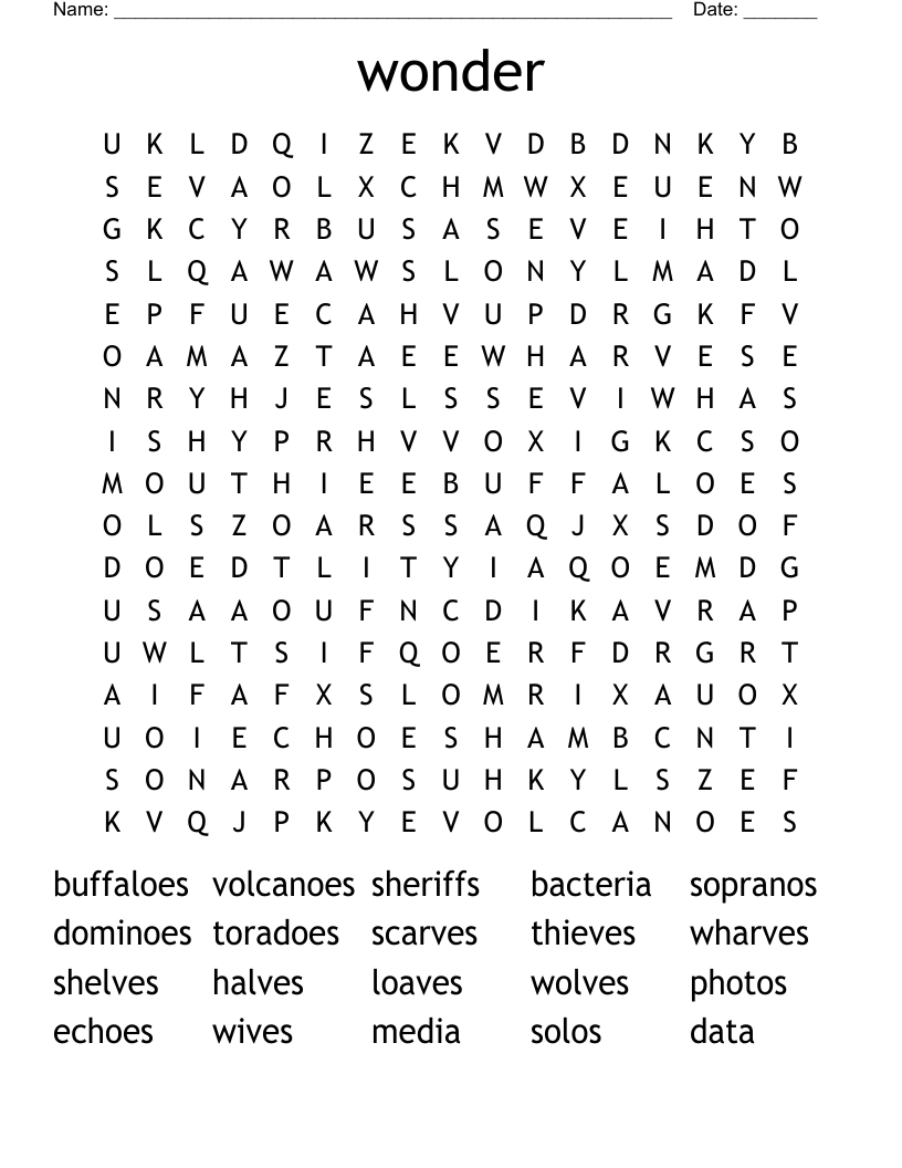 wonder Word Search