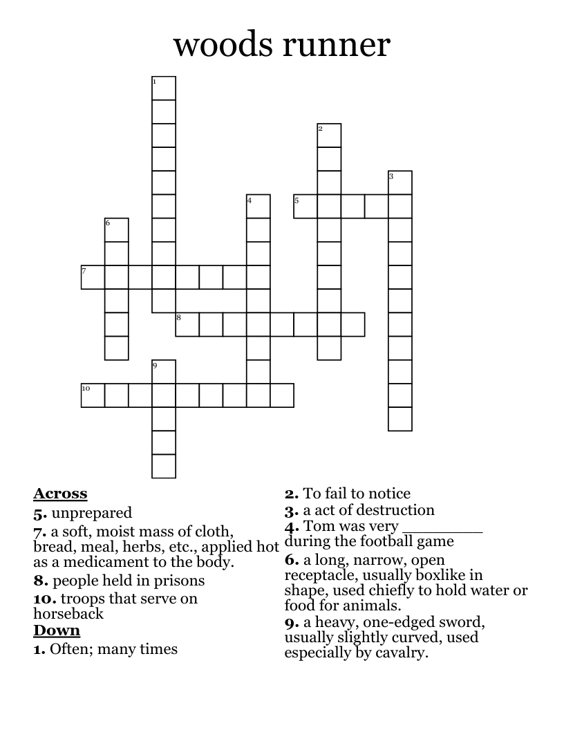 woods runner Crossword