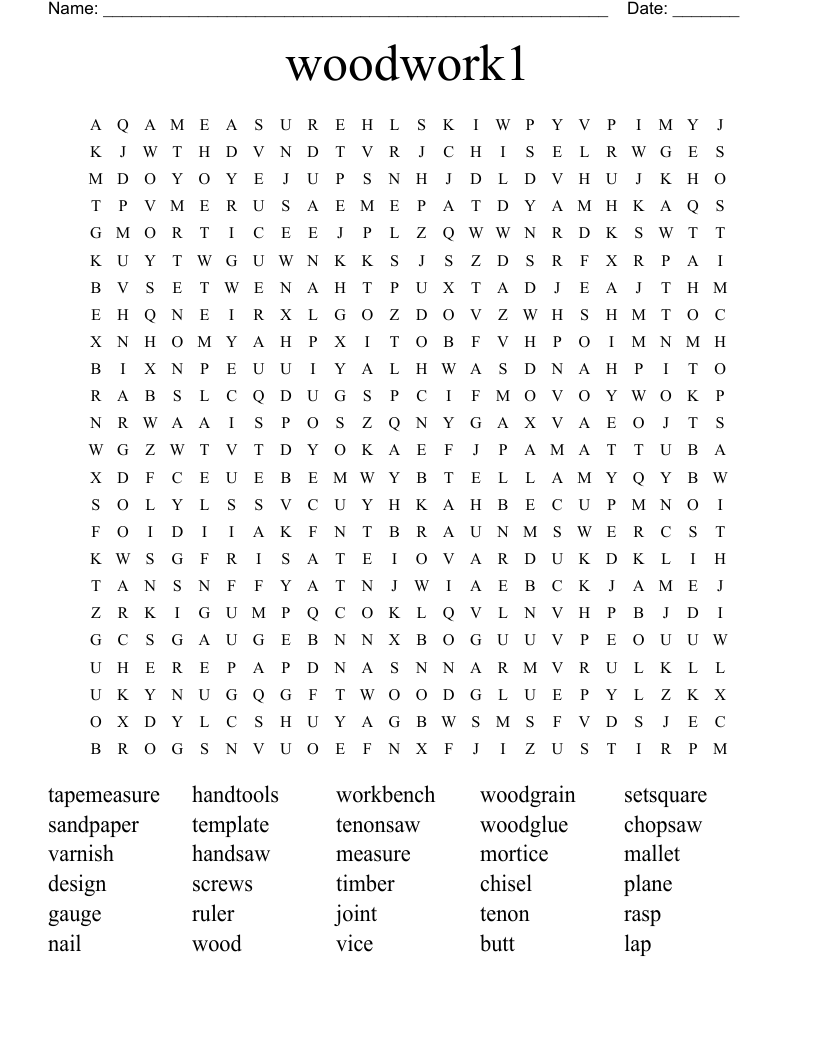 woodwork1 Word Search