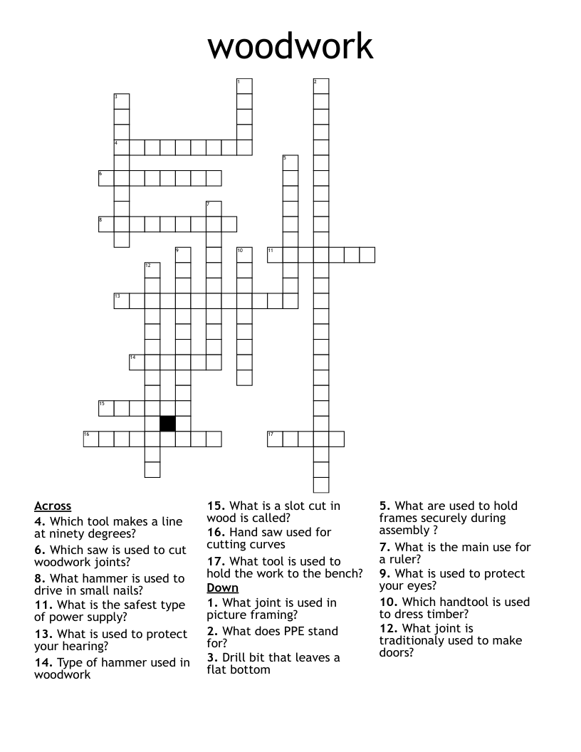 woodwork Crossword