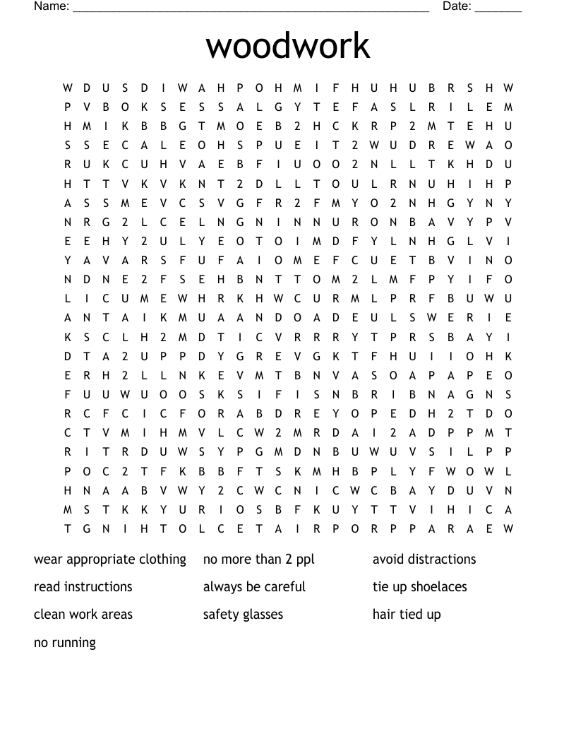 woodwork Word Search