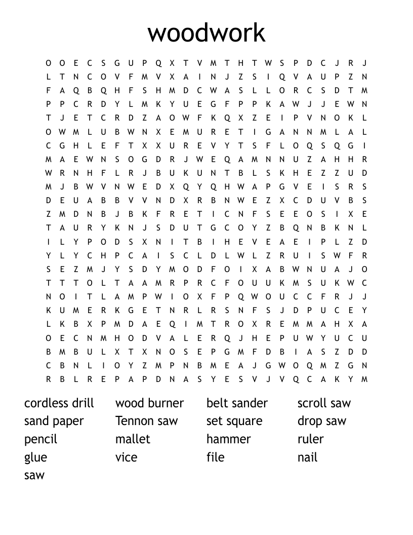 woodwork  Word Search