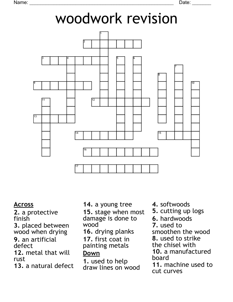 woodwork revision Crossword