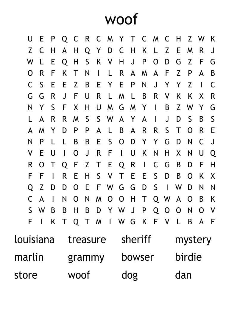 woof Word Search