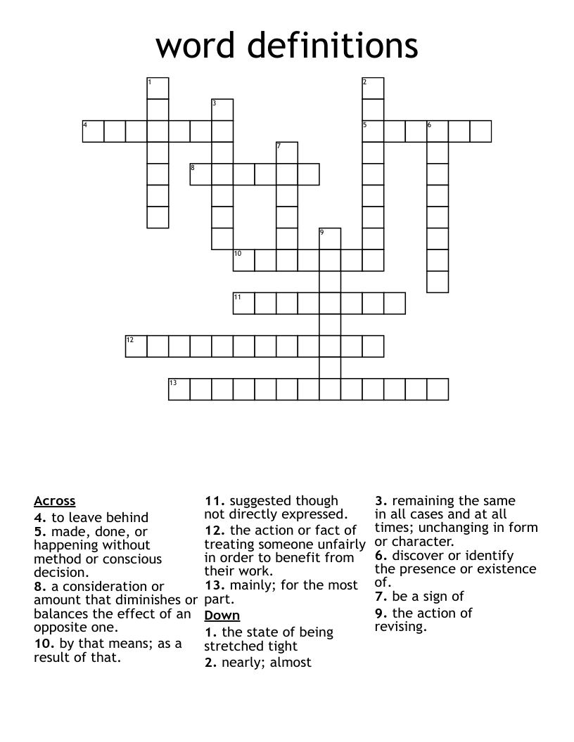 word definitions  Crossword