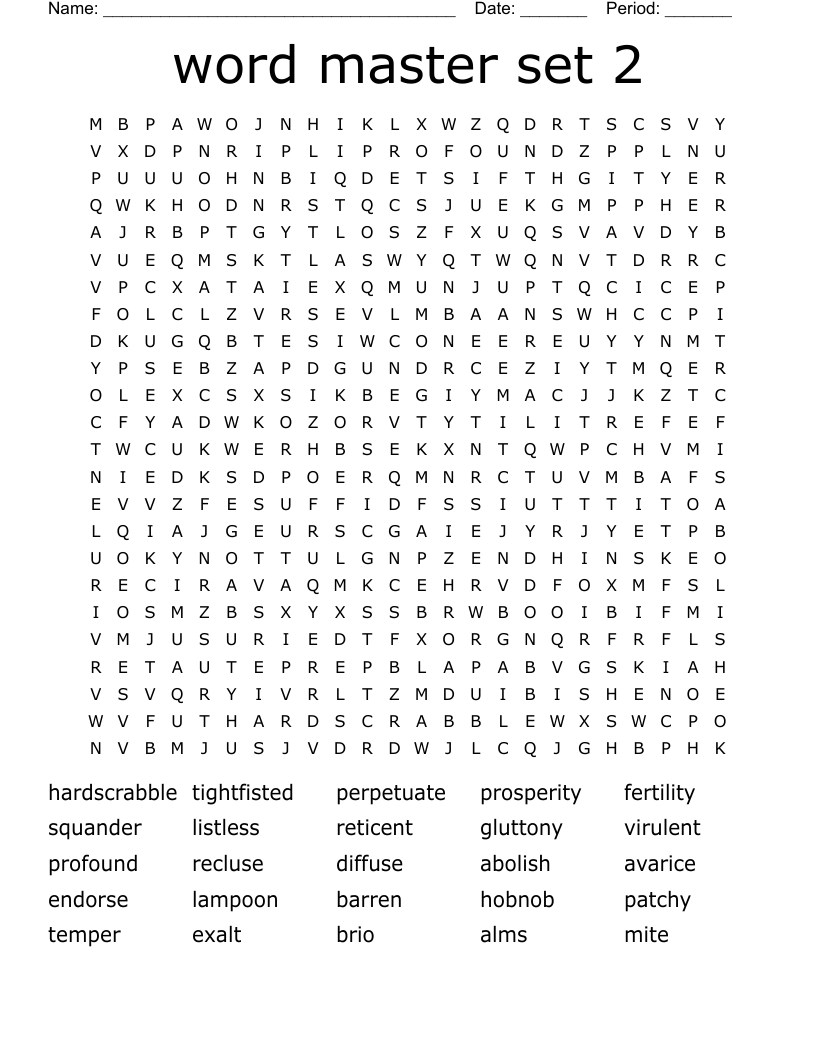 word master   set 2  Word Search