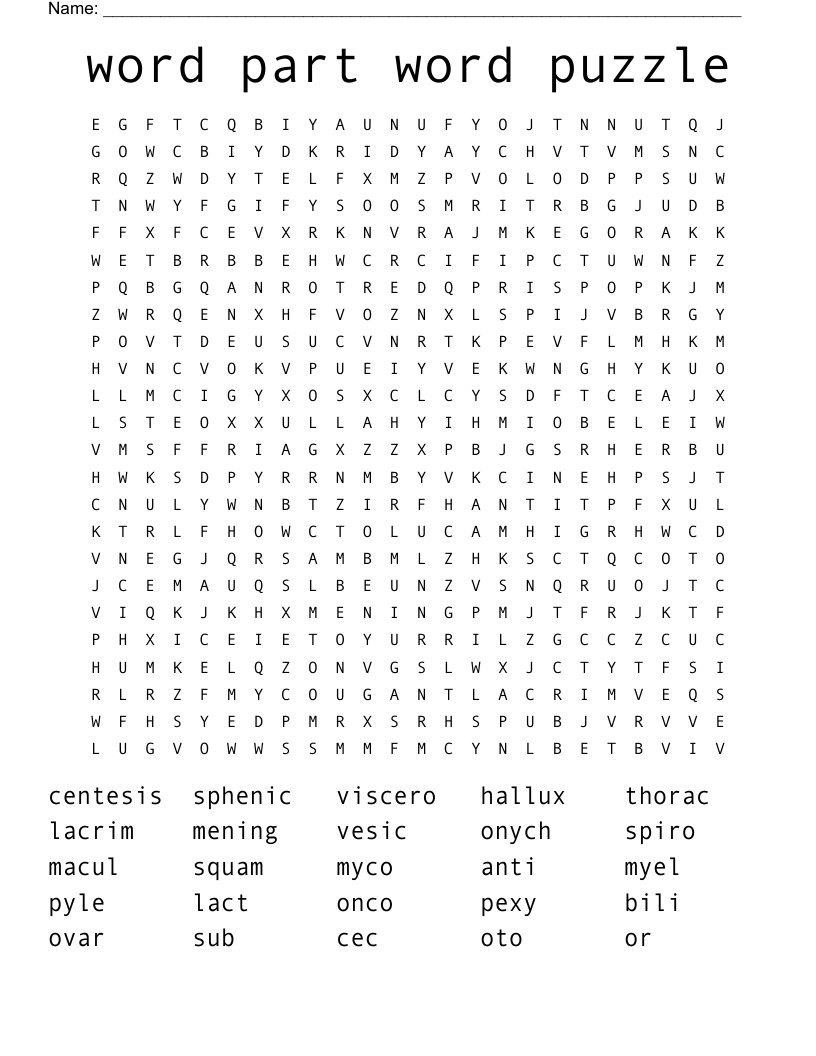 word part word puzzle Word Search