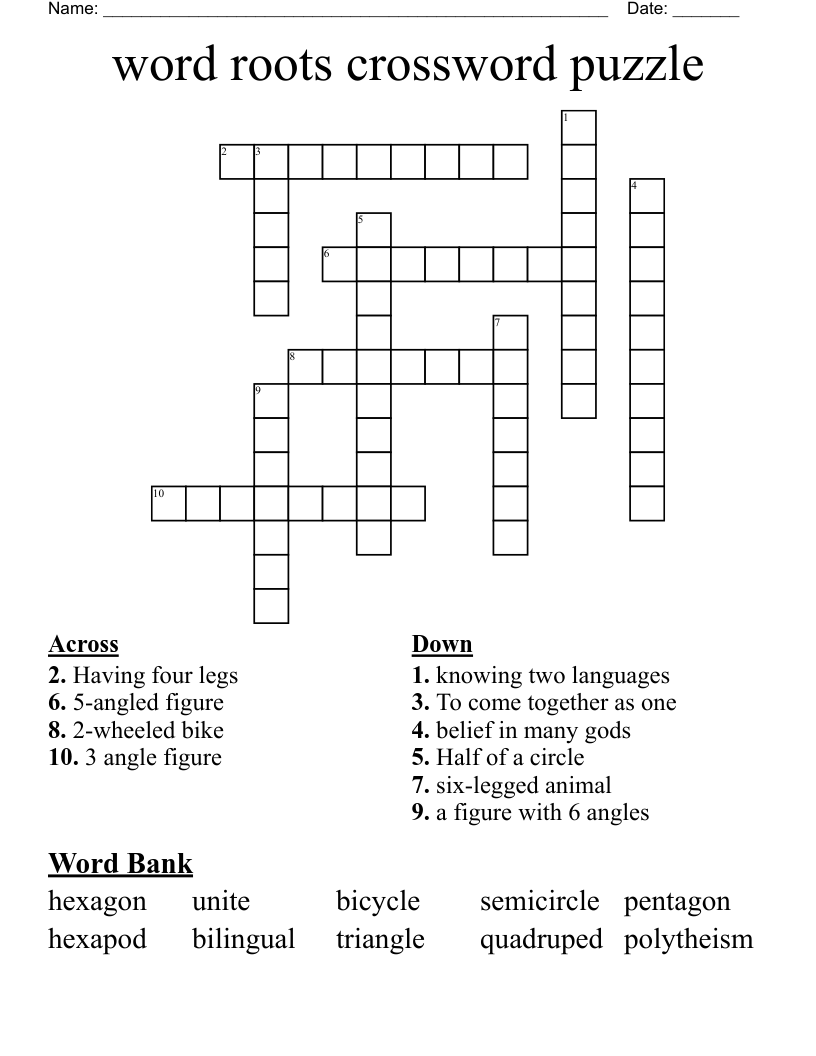 word roots crossword puzzle 