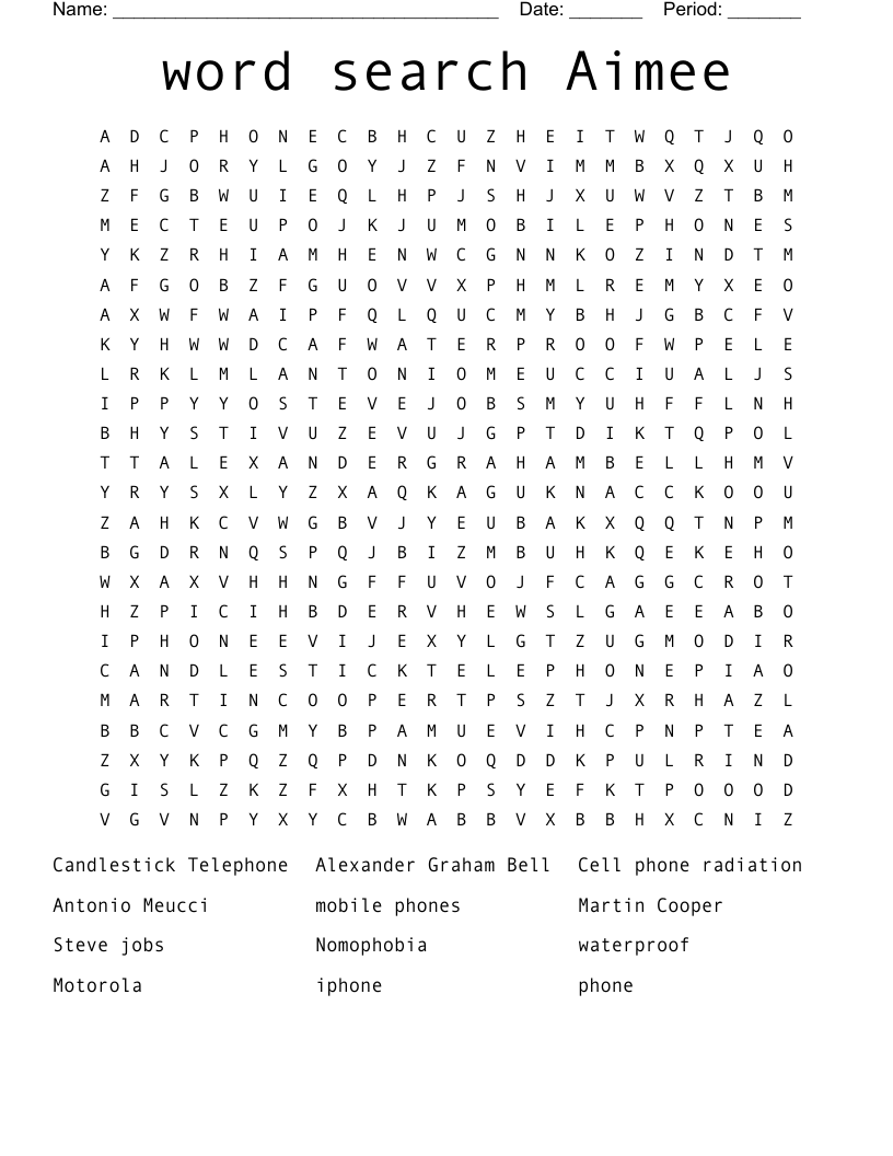 word search Aimee