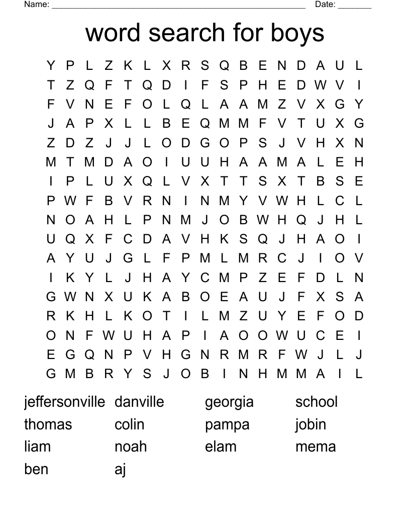 word search for boys