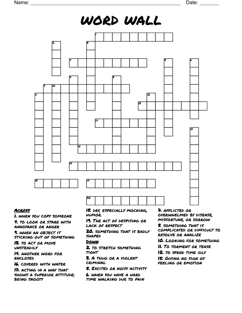 word wall Crossword