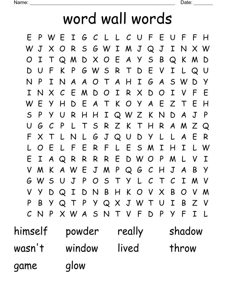 word wall words Word Search
