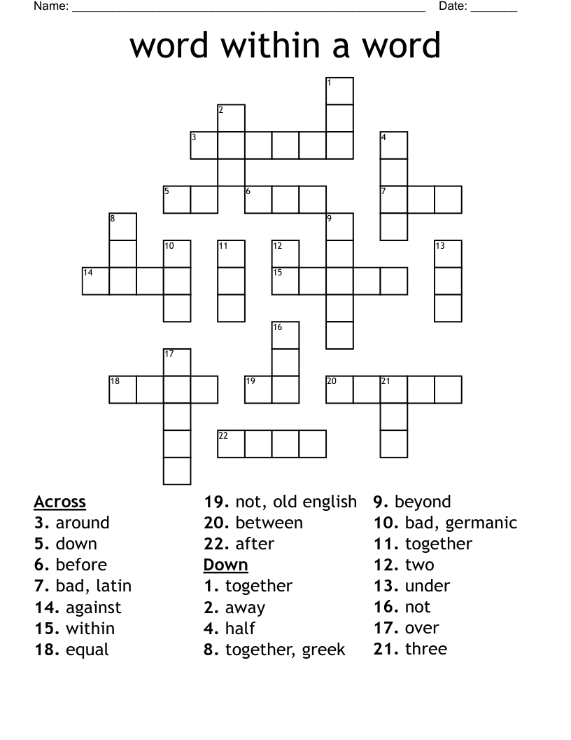 word within a word Crossword