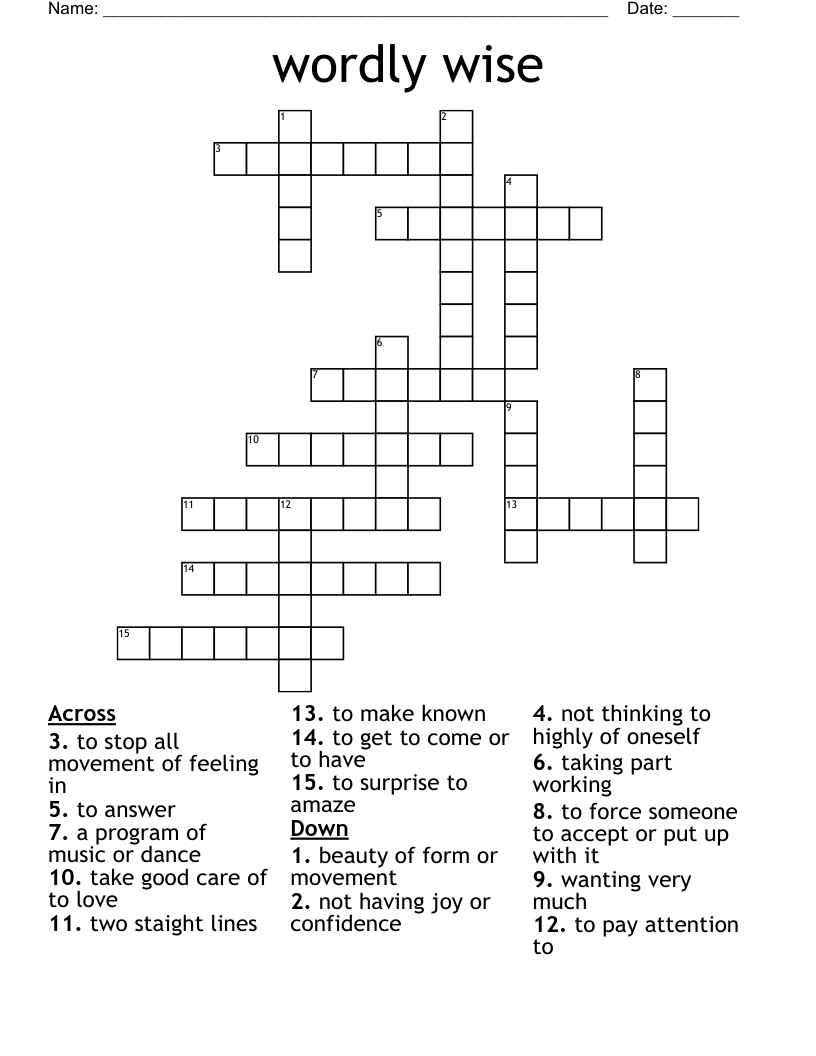 wordly wise  Crossword