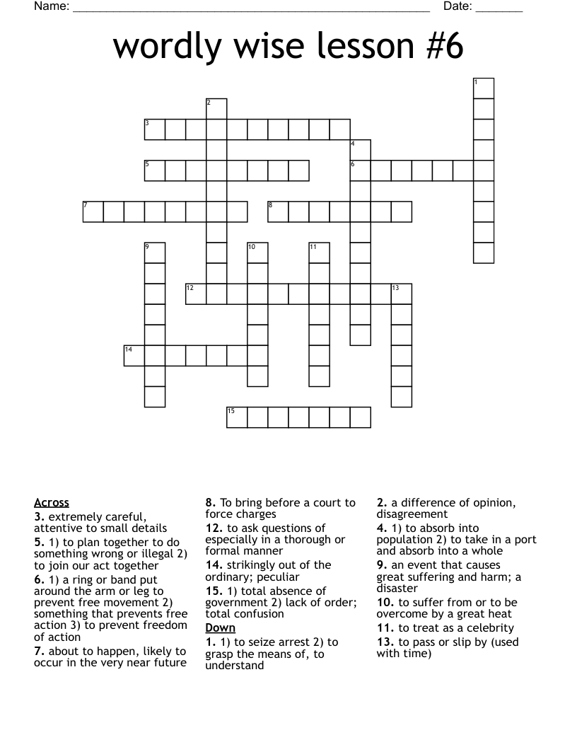 wordly wise lesson #6 Crossword