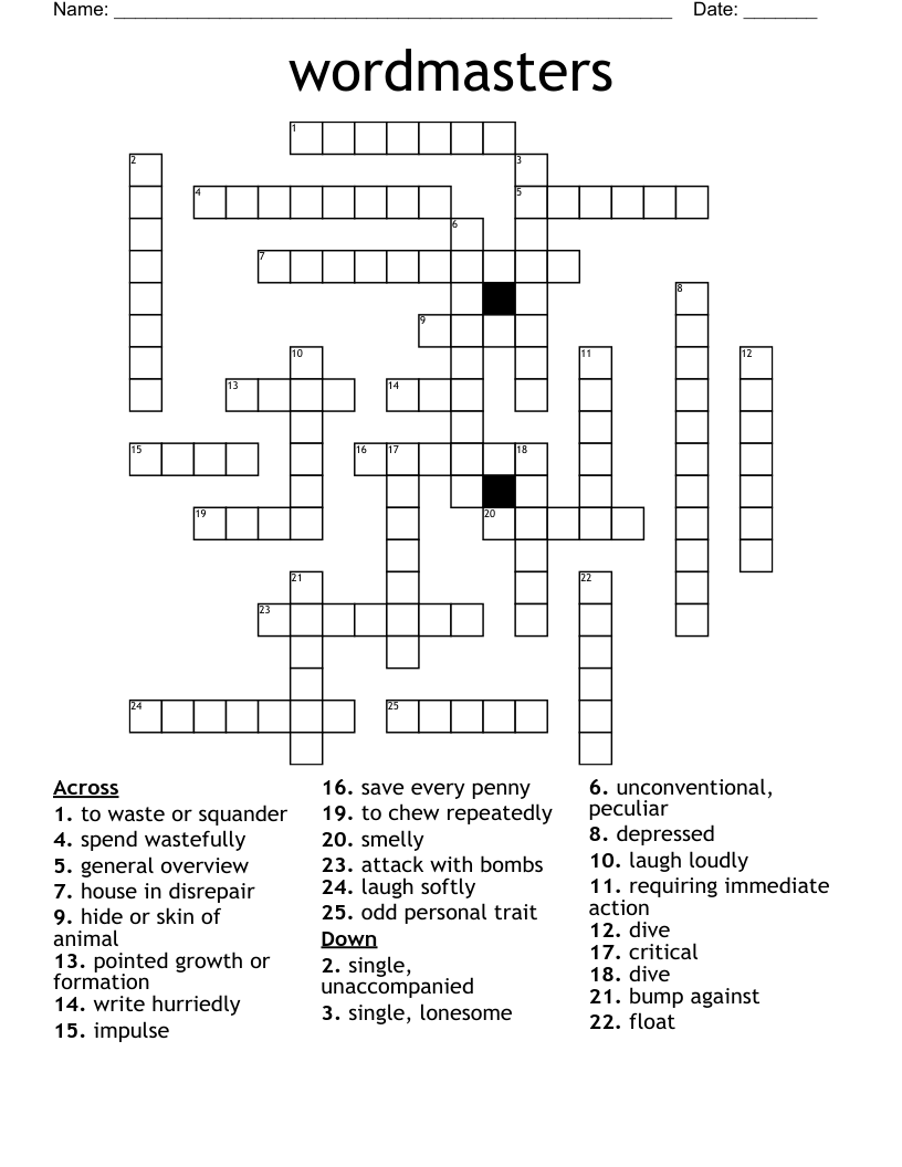 wordmasters Crossword