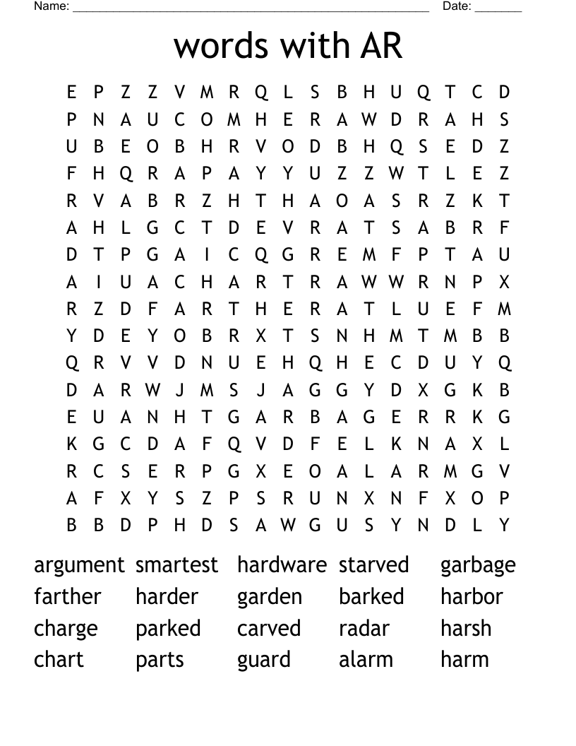 words  with AR  Word Search