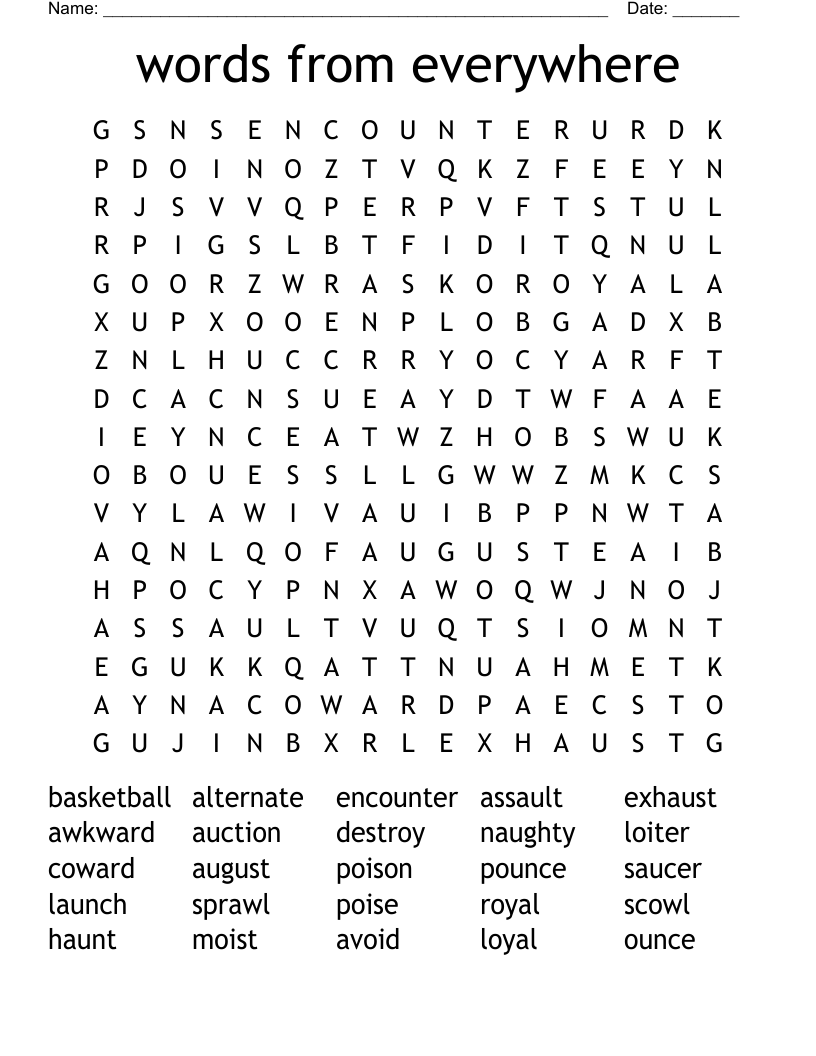 words from everywhere Word Search