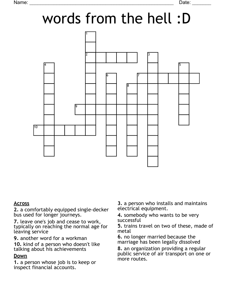 words from the hell  :D  Crossword