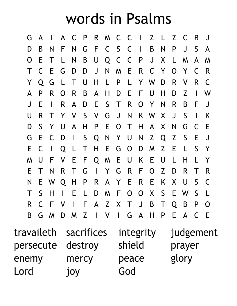 words in Psalms Word Search