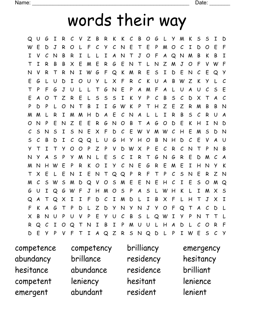 words their way Word Search