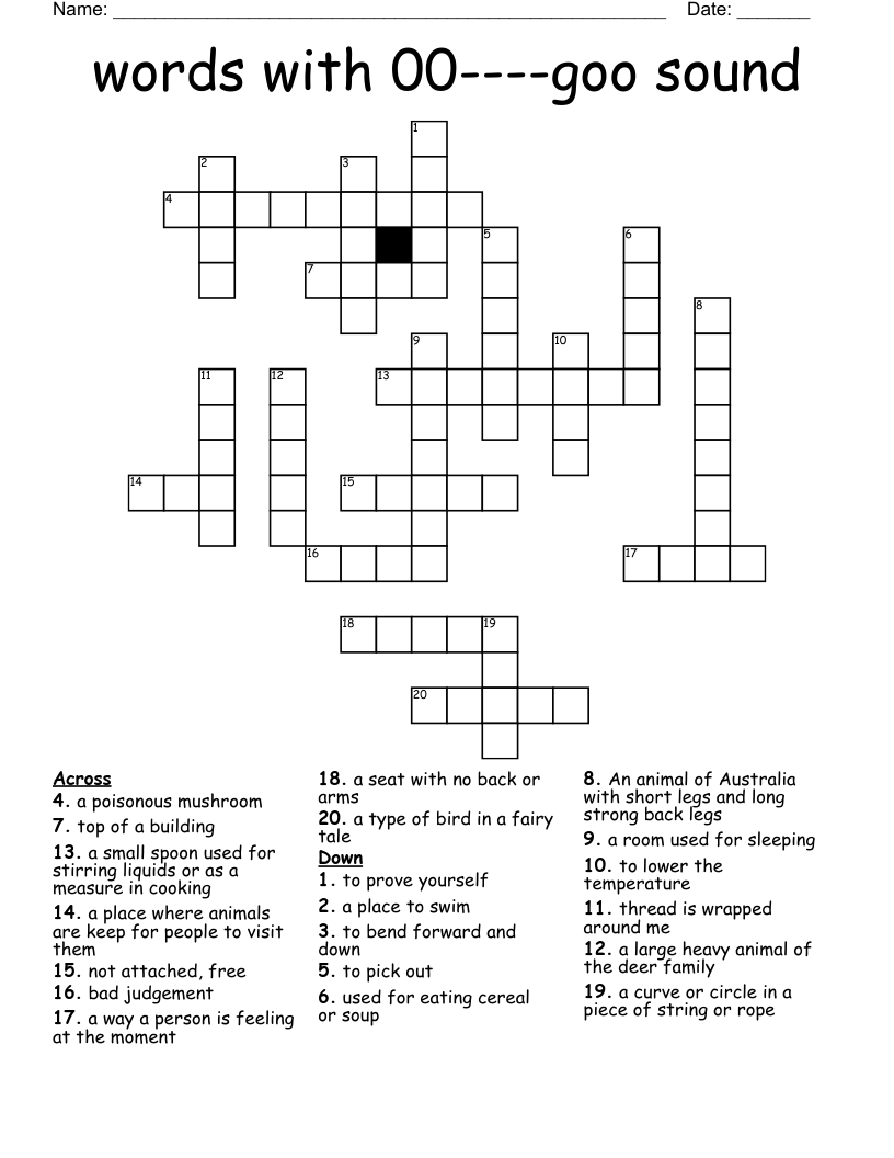 words with 00----goo sound Crossword
