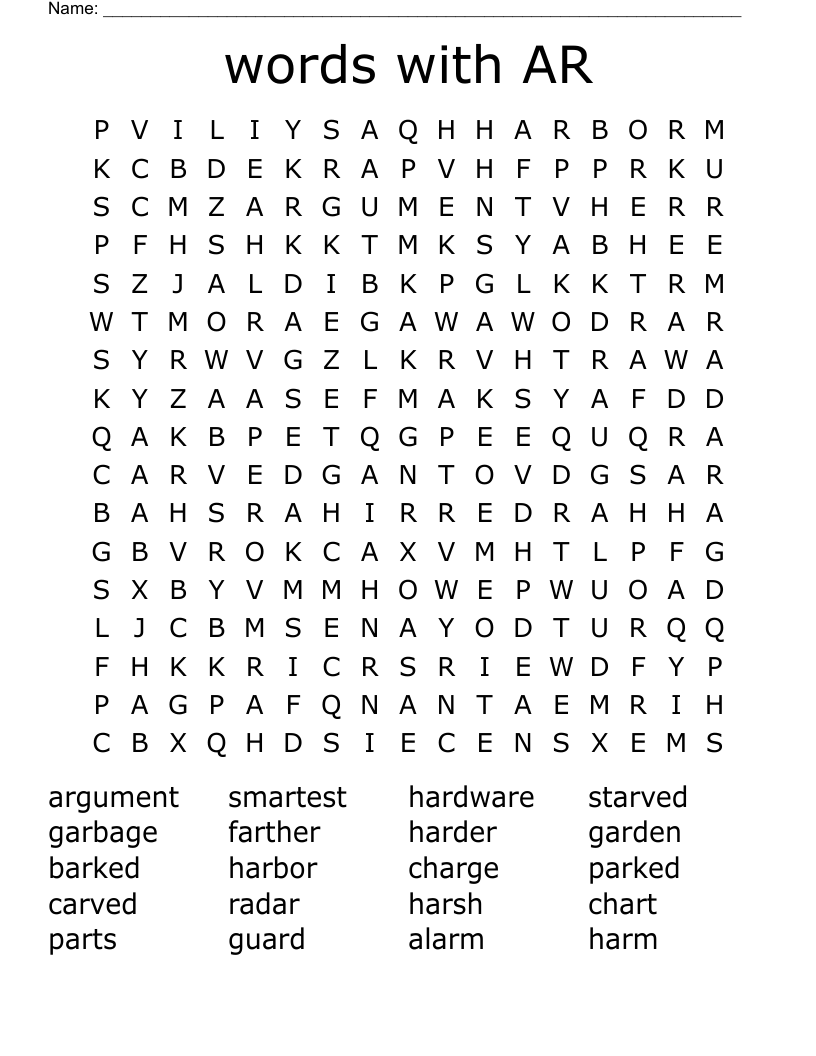words with AR Word Search