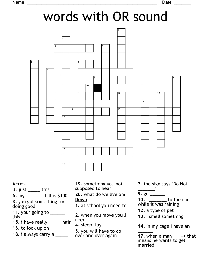 words with OR sound Crossword