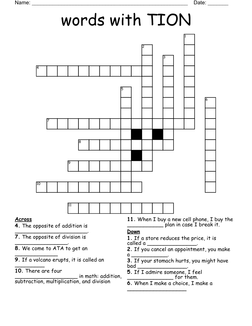 words with TION Crossword