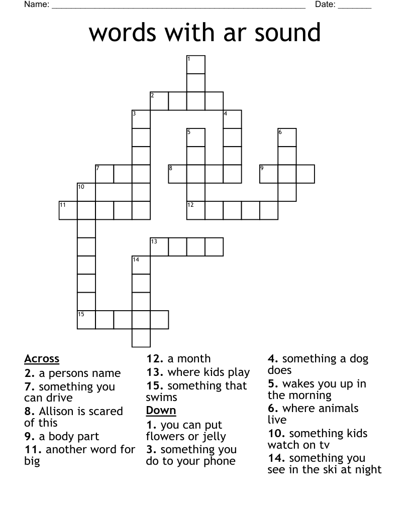 words with ar sound  Crossword