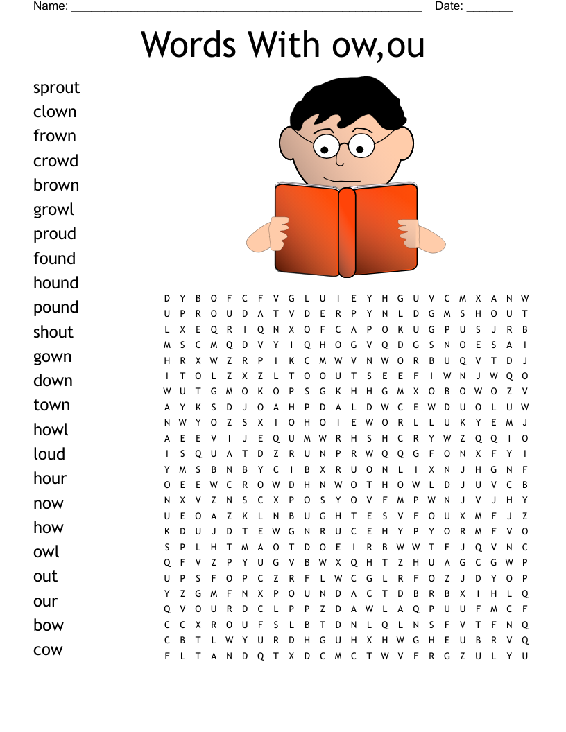 Words With ow,ou Word Search