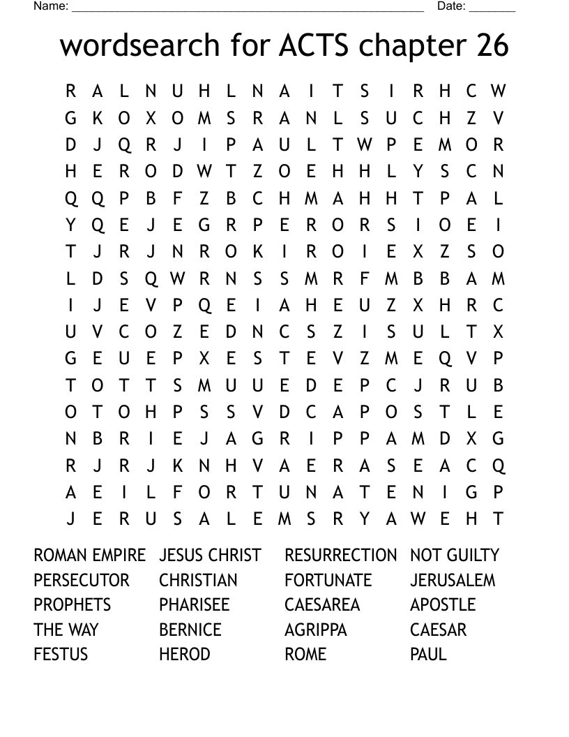 wordsearch for ACTS chapter 26