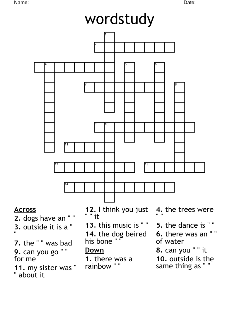 wordstudy Crossword