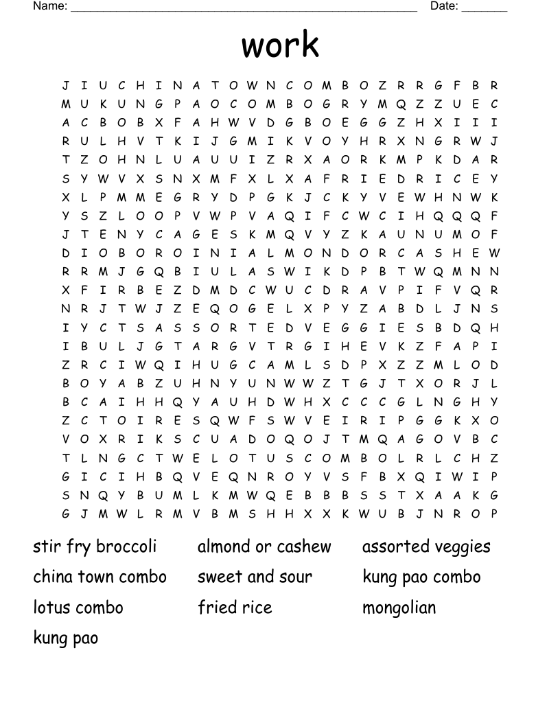 work Word Search