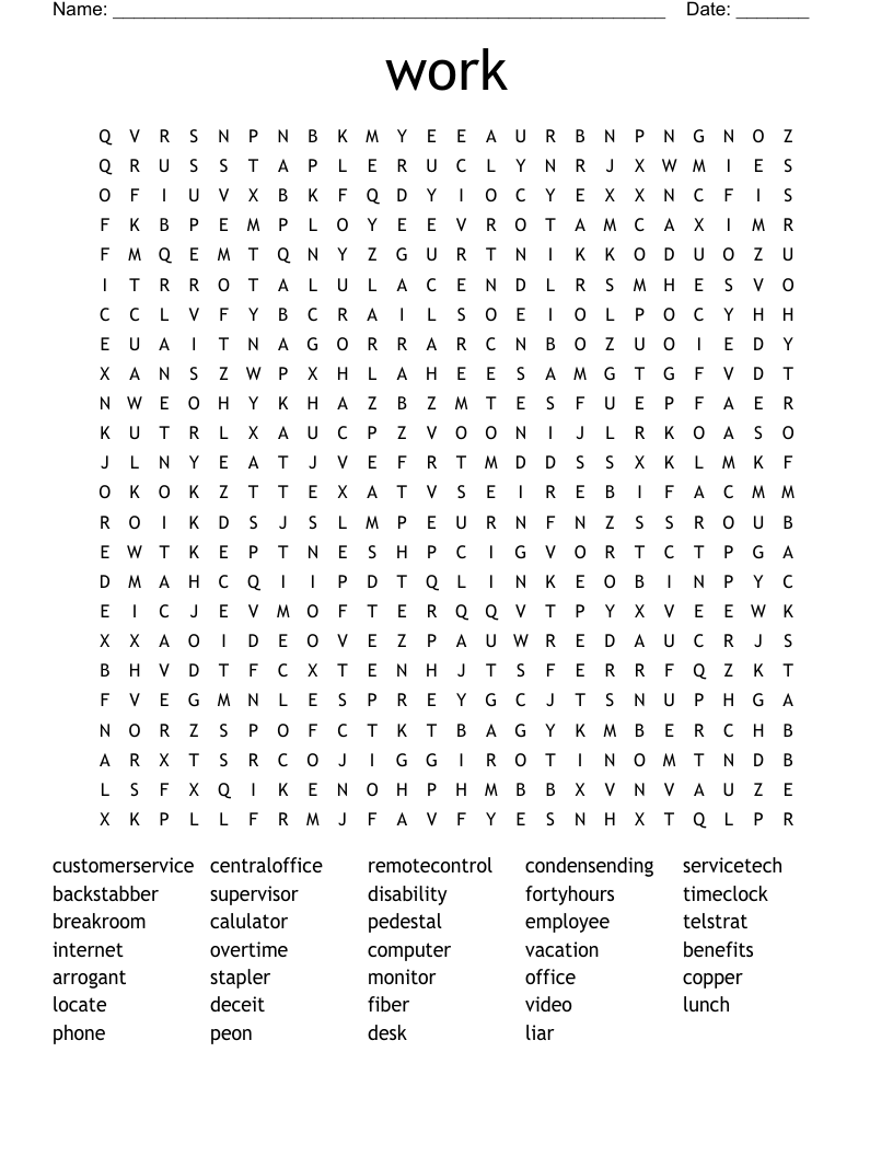 work Word Search