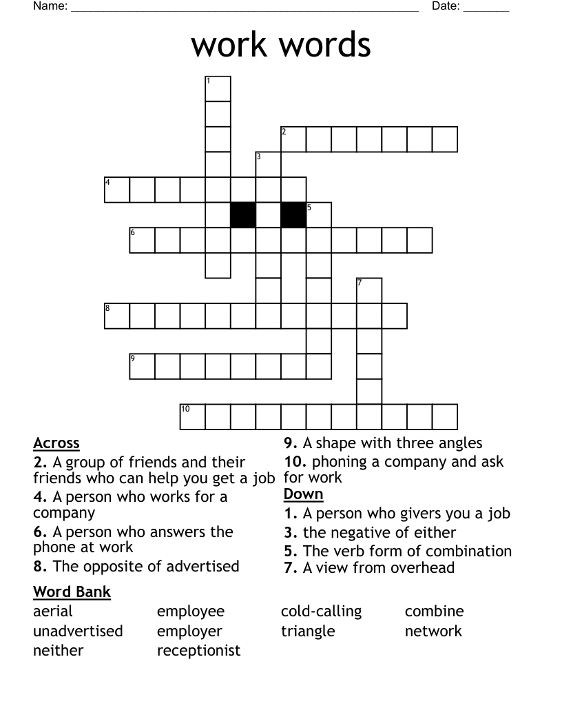 work words Crossword