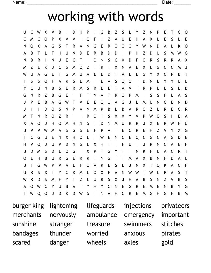 working with words Word Search