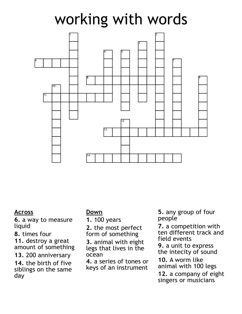 working with words Crossword